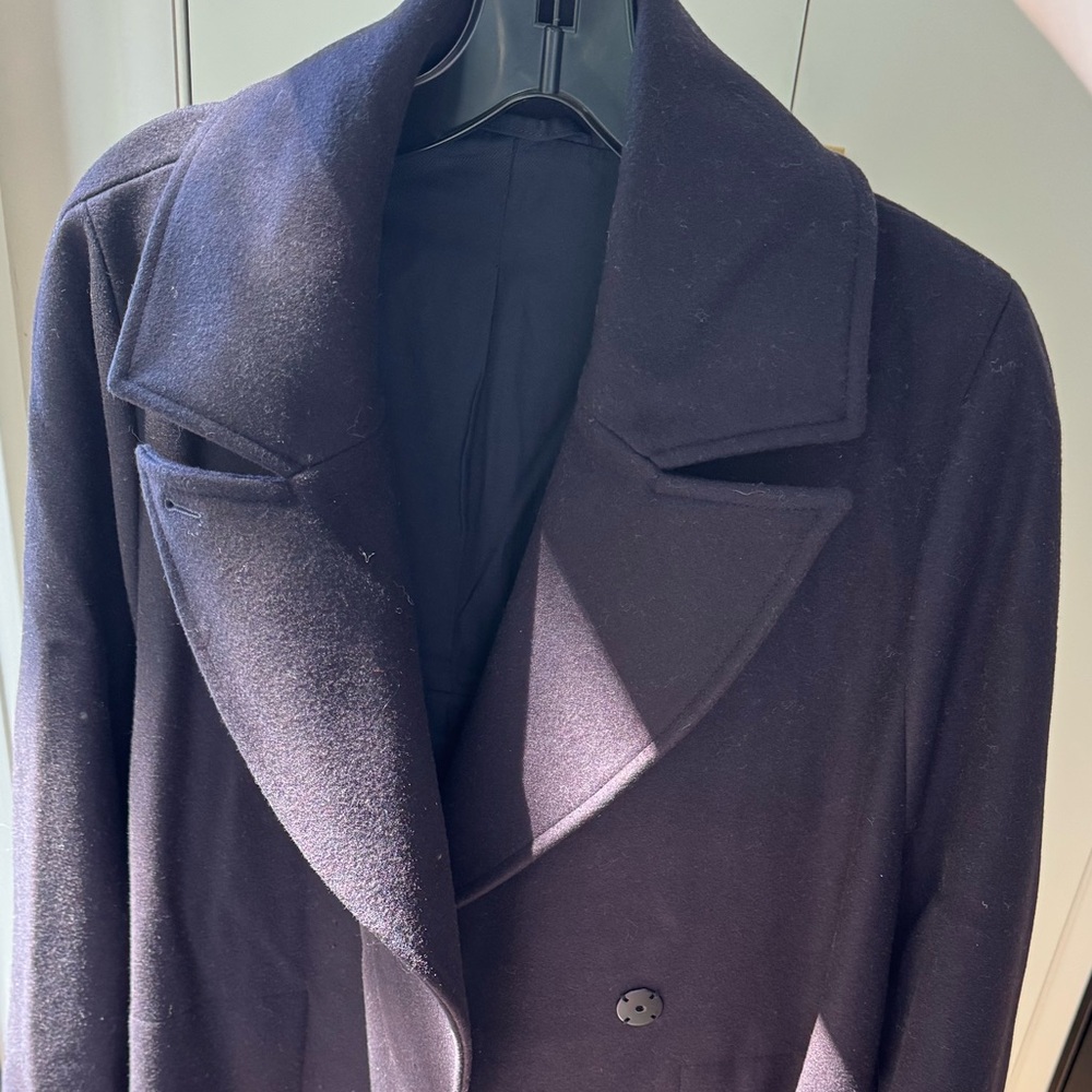 Classic Double-Breasted Coat in Dark Navy